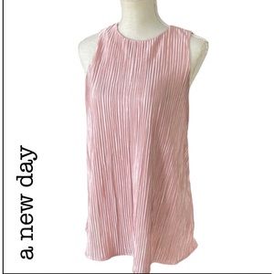 A . New day Knife pleated dusty Pink Sleeveless top Blouse